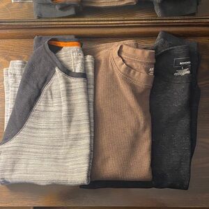 3 Men's Crewneck Thermal Long Sleeve Shirts